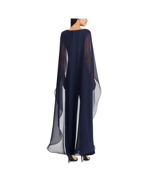 Lauren Ralph dashing Lauren Chiffon Cape Jumpsuit