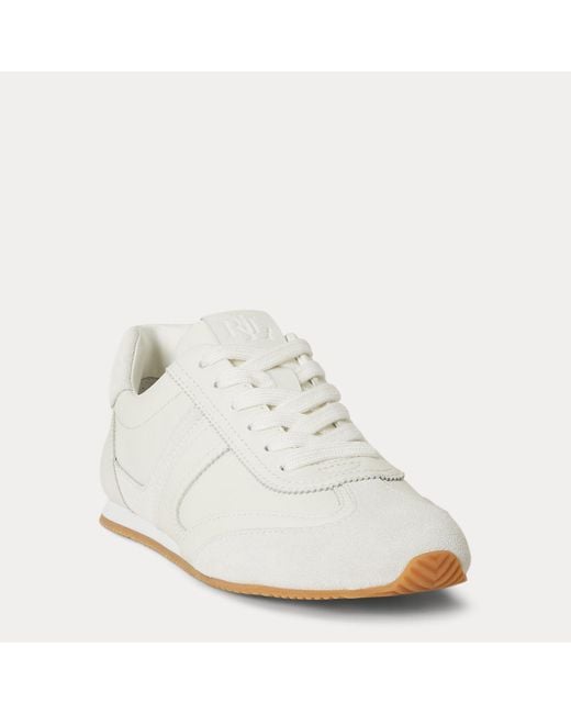 Ralph Lauren White Dani Low Profile Leather And Suede Trainers