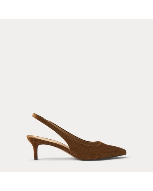Ralph Lauren Brown Lolah Ii Suede Slingback Pump
