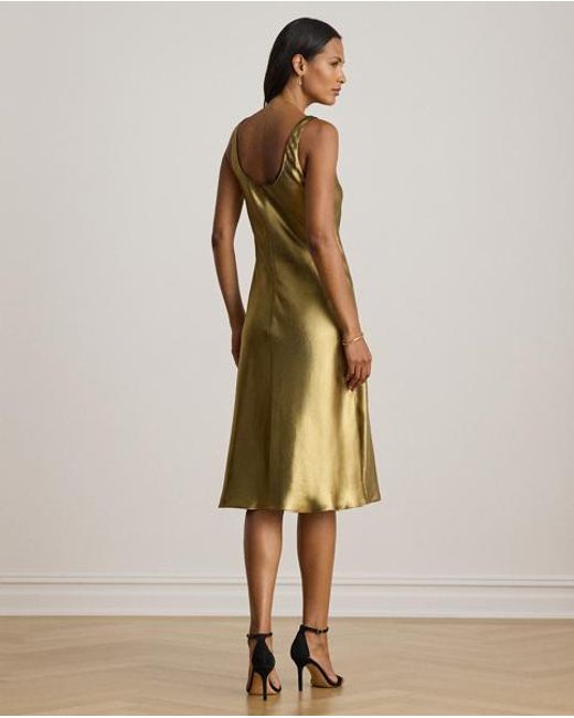 Ralph Lauren Green Metallic Chiffon Sleeveless Dress