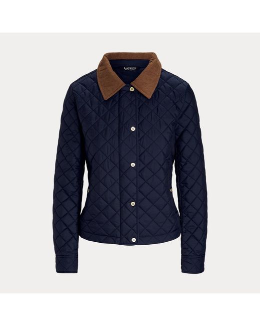 Ralph Lauren Blue Steppjacke Mit Kordsamtbesatz