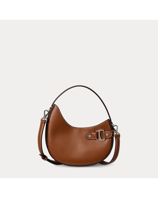 Ralph Lauren Brown Leather Small Tasha Crossbody Bag