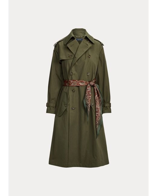 Trench-coat ceinturé en popeline Polo Ralph Lauren en coloris Green