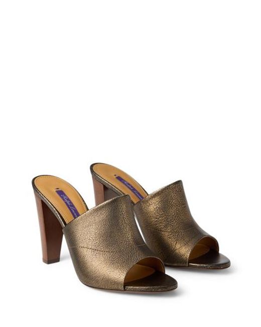 Ralph Lauren Brown Adela 95 Mm Calfskin Mule