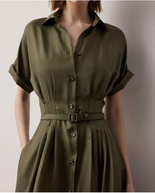 Ralph Lauren Green Donatella Silk Twill Day Dress