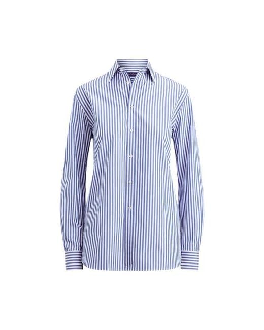 Ralph Lauren Blue Adrien Striped Cotton Shirt