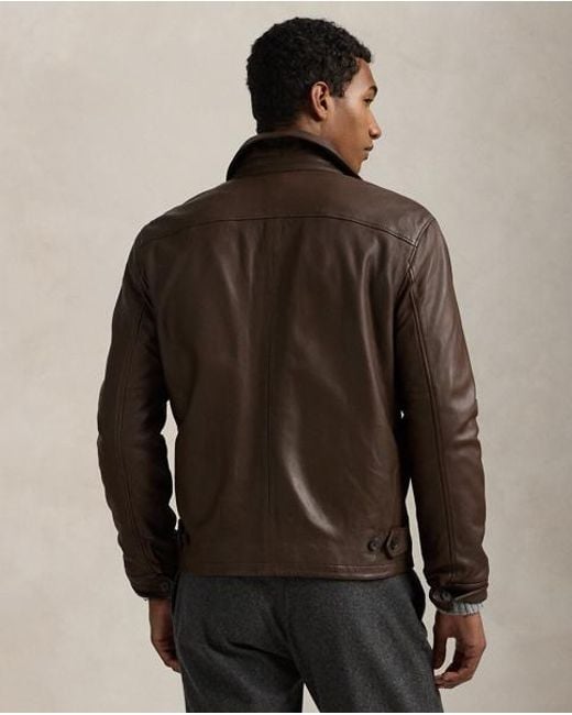 Polo Ralph Lauren Lambskin Leather Jacket in Brown for Men | Lyst UK