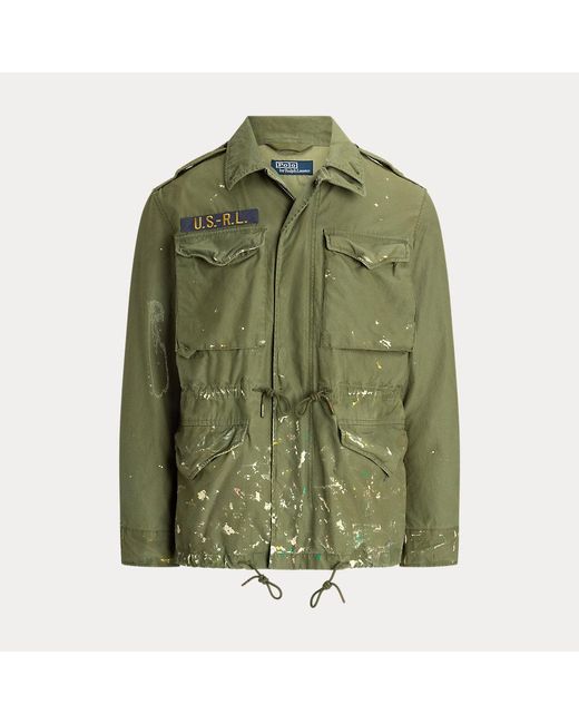Giacca militare in twill con schizzi di Ralph Lauren in Green da Uomo