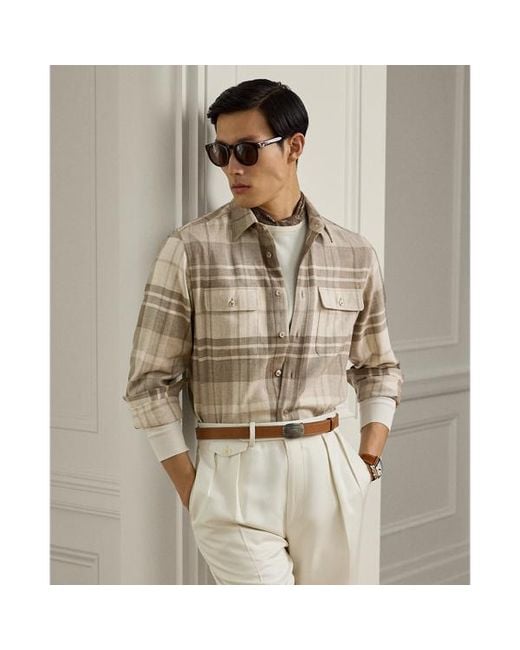 Ralph Lauren Natural Plaid Cashmere Shirt for men