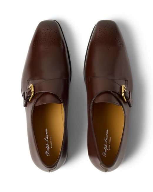 Ralph Lauren Brown Darnell Calfskin Monk-Strap Shoe for men