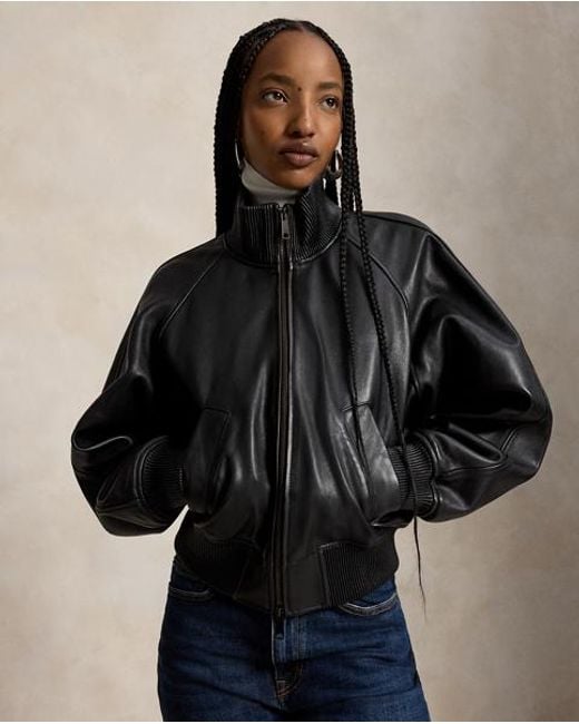 Polo Ralph Lauren Black Leather Flight Jacket