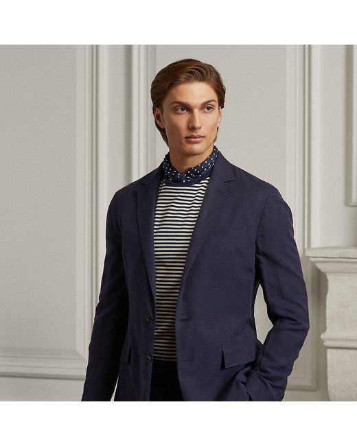 Ralph Lauren Purple Label Blue Hadley Silk-linen Suit Jacket for men