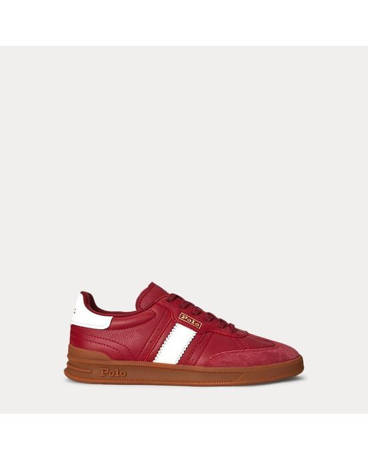 Sneaker Heritage Aera in camoscio di Polo Ralph Lauren in Red