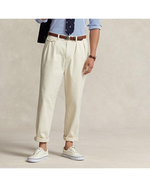 Polo Ralph Lauren Whitman Relaxed Fit Pleated Trouser in Natural for Men |  Lyst