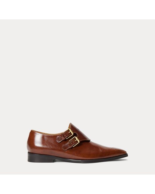 Polo Ralph Lauren Brown Leather Double-Monk-Strap Loafer