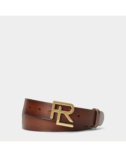 Ralph Lauren Brown Rl-buckle Burnished Leather Belt for men