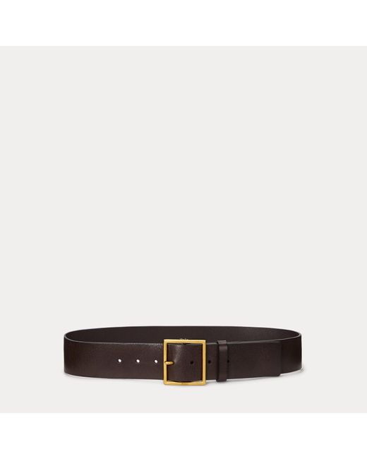 Polo Ralph Lauren Brown Square-Buckle Wide Leather Belt