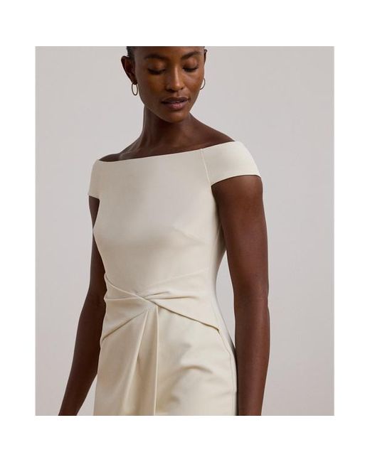Ralph Lauren Crepe Off the shoulder Cocktail Dress in Natural Lyst UK