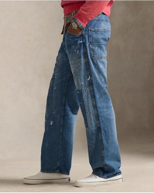 Polo Ralph Lauren Blue Relaxed Fit Distressed Carpenter Jean for men