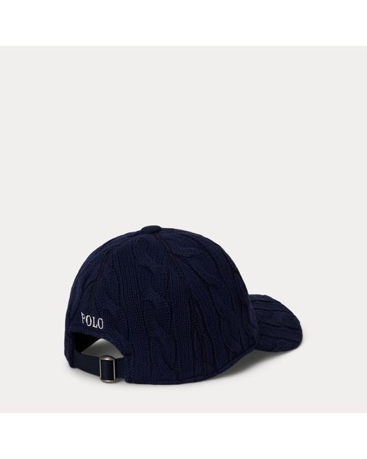 Polo Ralph Lauren Blue Cable-Knit Cotton Ball Cap for men