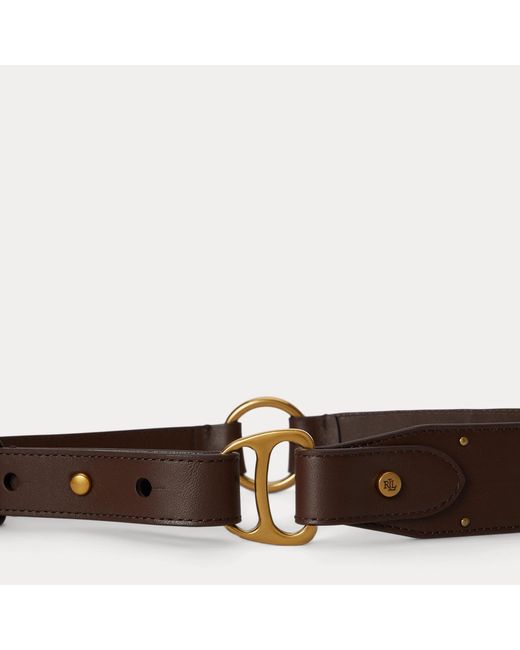 Ralph Lauren Brown Equestrian D-Ring Studded Leather Belt