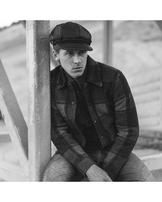 RRL Gray Plaid Wool Cardigan for men