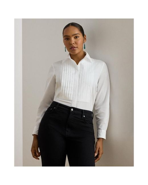 Ralph Lauren White Ralph Lauren Bib-Front Cotton Broadcloth Shirt