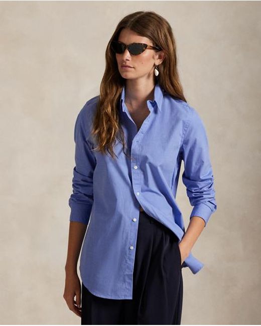 Polo Ralph Lauren Blue End-On-End Stretch Slim Fit Cotton Shirt