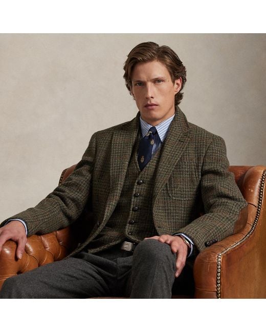 Ralph Lauren Brown Polo Tailored Plaid Tweed Suit Jacket for men