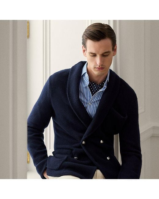 Ralph Lauren Blue Cashmere Blazer Cardigan for men