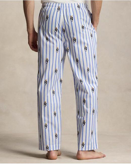 Polo Ralph Lauren Blue Polo Bear Striped Cotton Pyjama Trouser for men