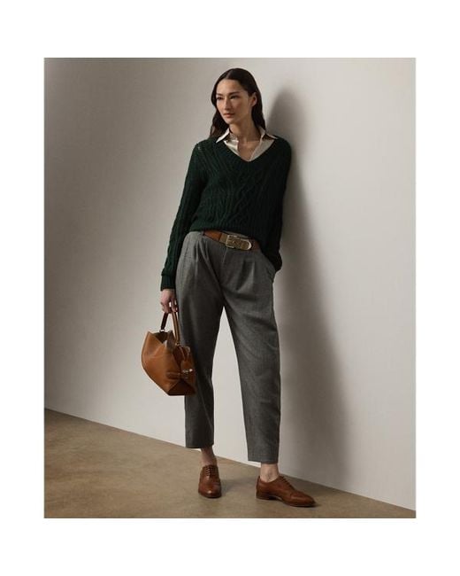 Ralph Lauren Black Ralph Lauren Cable-Knit Silk-Cashmere V-Neck Sweater