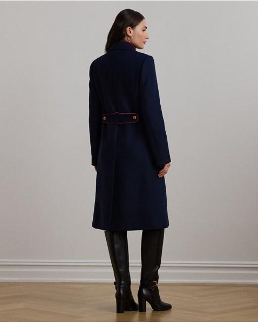 Ralph Lauren Blue Zweireihiger Mantel Aus Wollmischung
