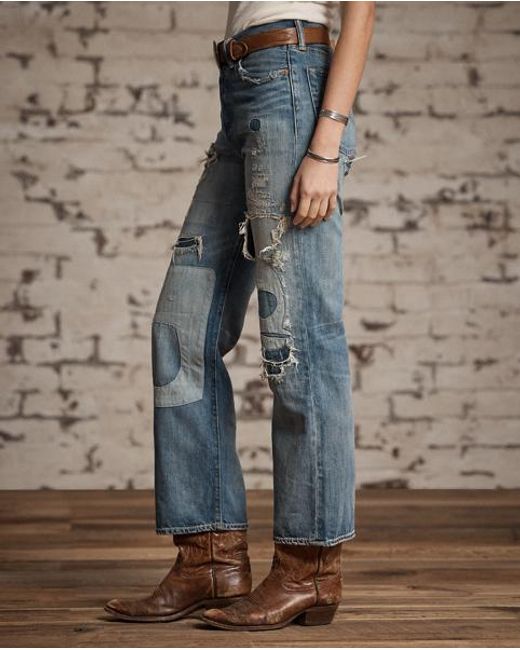 RRL Blue High Boy Fit Repaired Heyland Jean