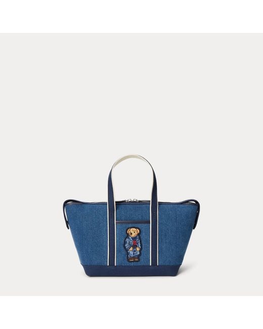 Polo Ralph Lauren Blue Polo Bear Denim Mini Shopper Tote