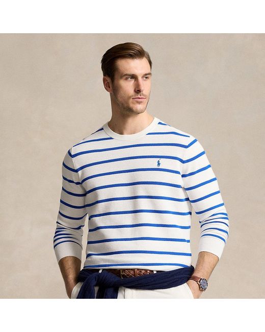 Polo Ralph Lauren Blue Ralph Lauren Striped Mesh-knit Cotton Sweater for men