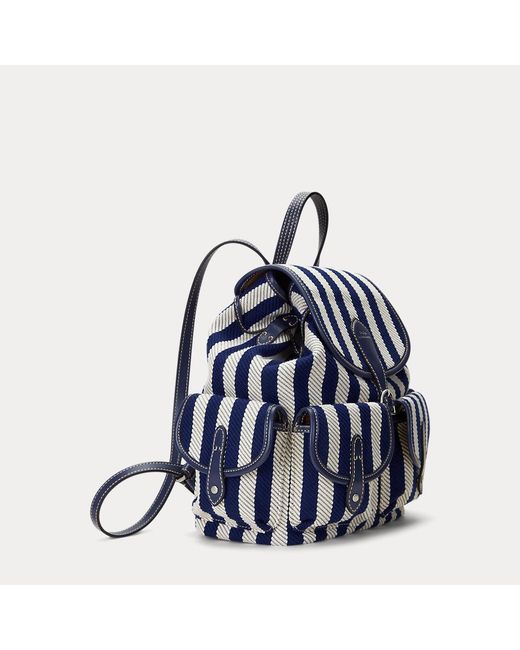 Polo Ralph Lauren Blue Striped Twill Medium Backpack