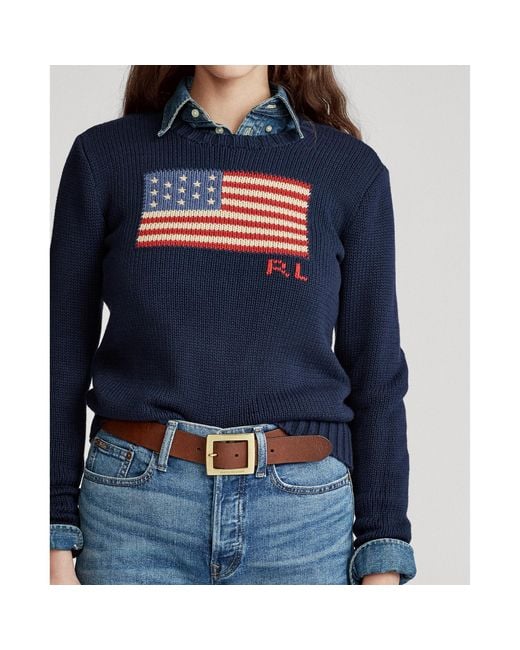 flag cotton crewneck sweater