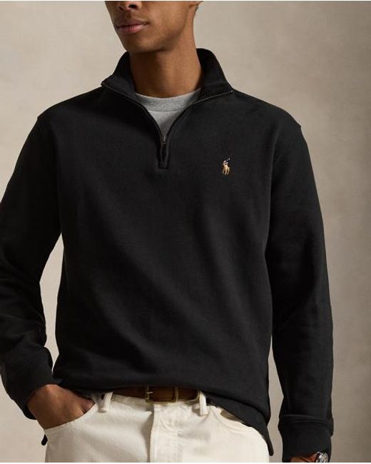 Polo Ralph Lauren Black Estate-Rib Quarter-Zip Pullover for men