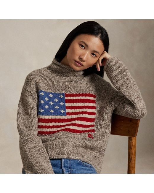 Polo Ralph Lauren Multicolor Flag Wool-Blend Turtleneck Sweater