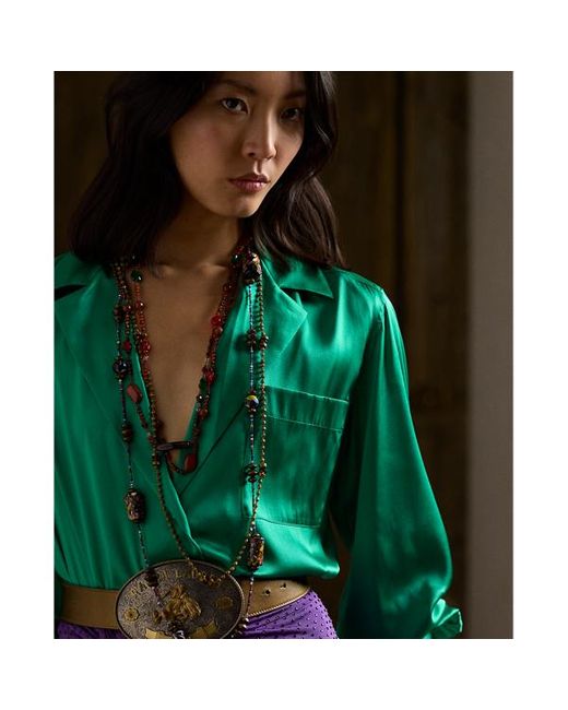 Camisa Roslin de charmeuse lavada Ralph Lauren Collection de color Green