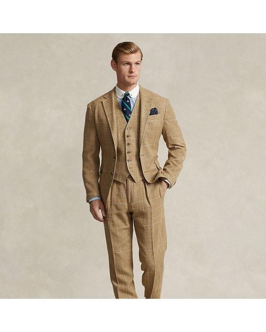 Ralph Lauren Green Pleated Plaid Tweed Suit Trouser for men