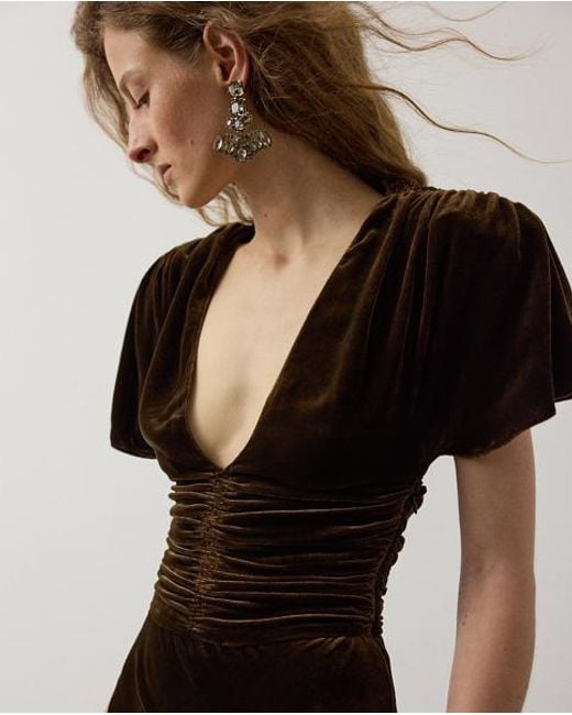 Ralph Lauren Black Charisse Changeant Velvet Evening Dress