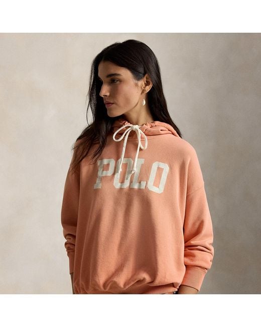 Ralph Lauren Brown Logo Lightweight Fleece Hoodie