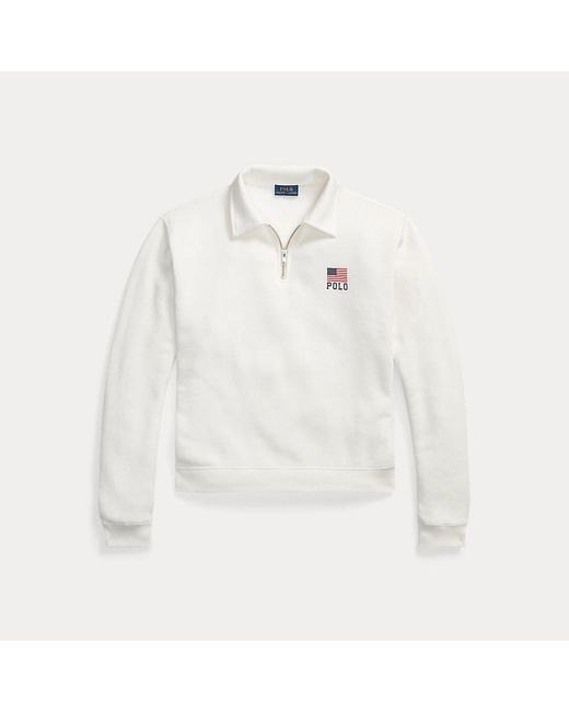 Polo Ralph Lauren White Logo Flag Fleece Quarter-zip
