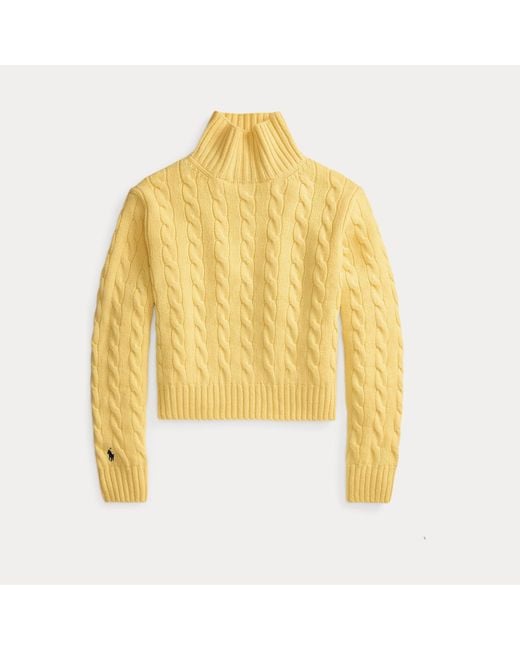 Polo Ralph Lauren Yellow Cable-Knit Wool-Cashmere Rollneck