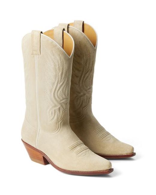 Ralph Lauren Natural Chilton Mm Calf-Suede Cowboy Boot