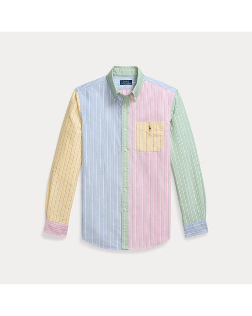 Camicia Oxford patchwork a righe di Polo Ralph Lauren in Blue da Uomo