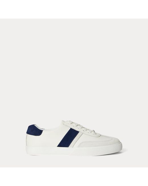Ralph Lauren Blue Two-Tone Braylee Leather & Suede Sneaker