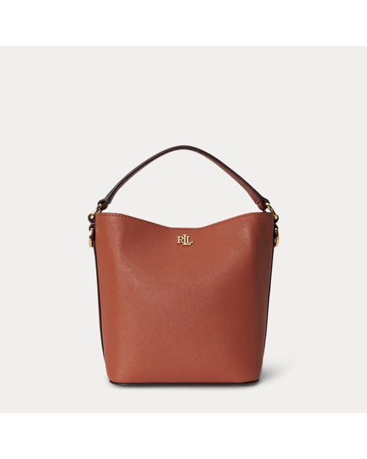 Ralph Lauren Purple Crosshatch Small Reese Bucket Bag